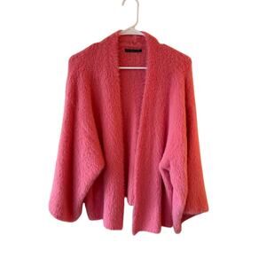 Do Everything in Love Faux Fur Open Front Cardigan Sweater Pink Women's One Size